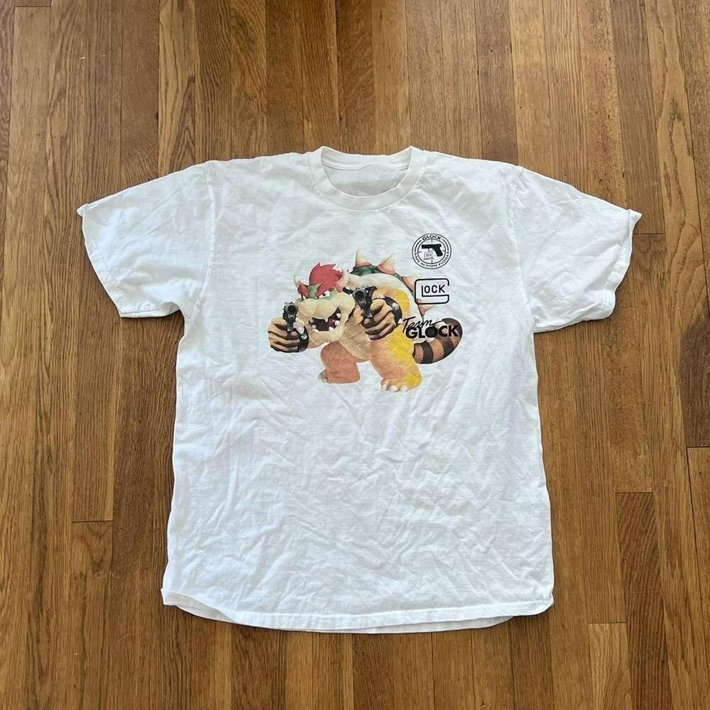 White And Red Mario And Bowser Tee L